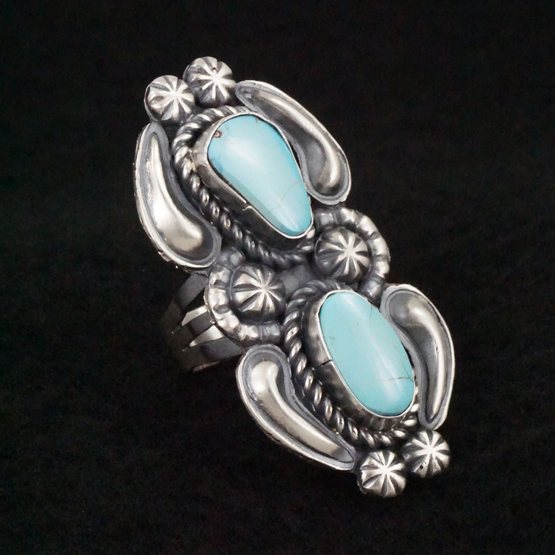 Jeff James Turquoise & Sterling Silver Ring Size 8