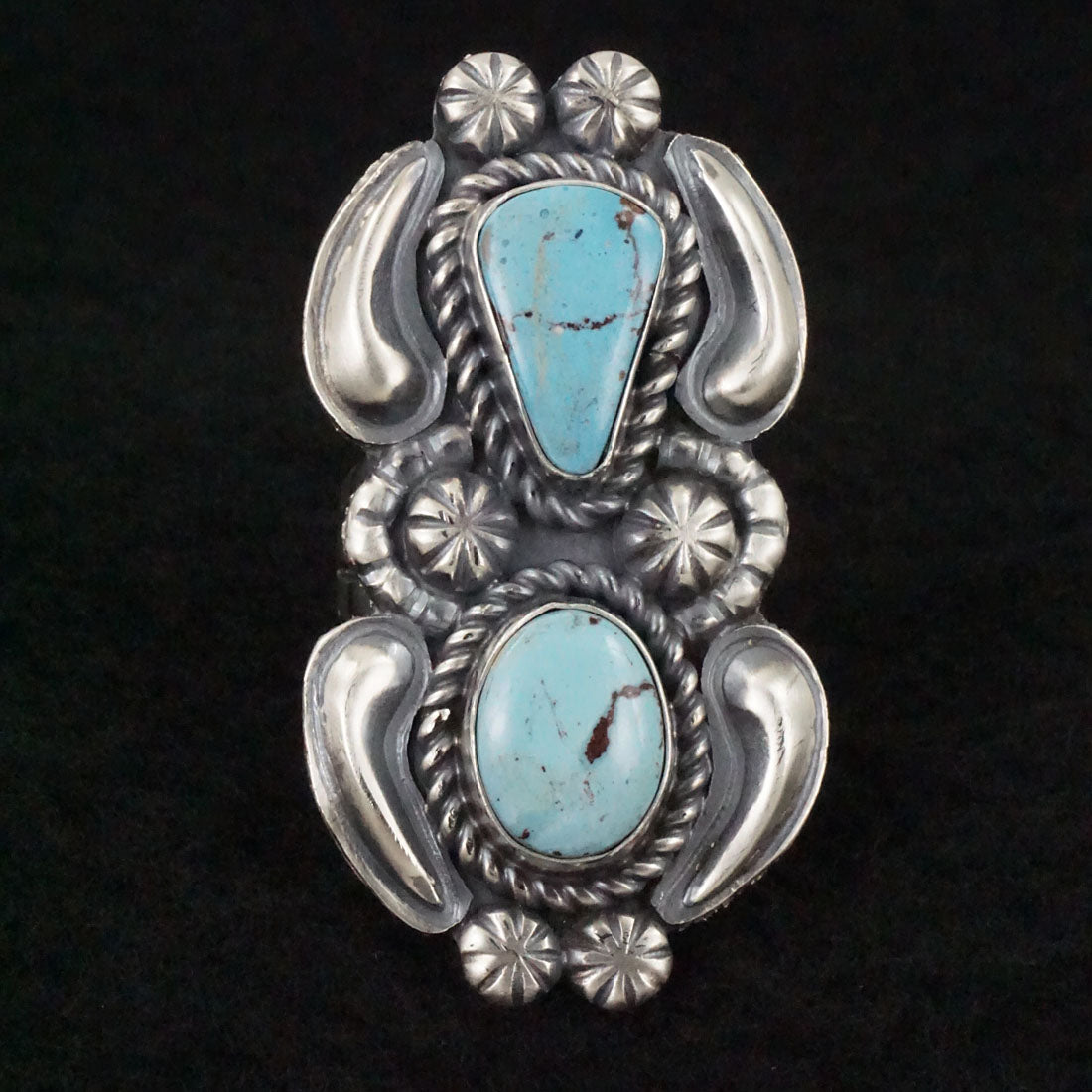 Jeff James Turquoise & Sterling Silver Ring Size 9