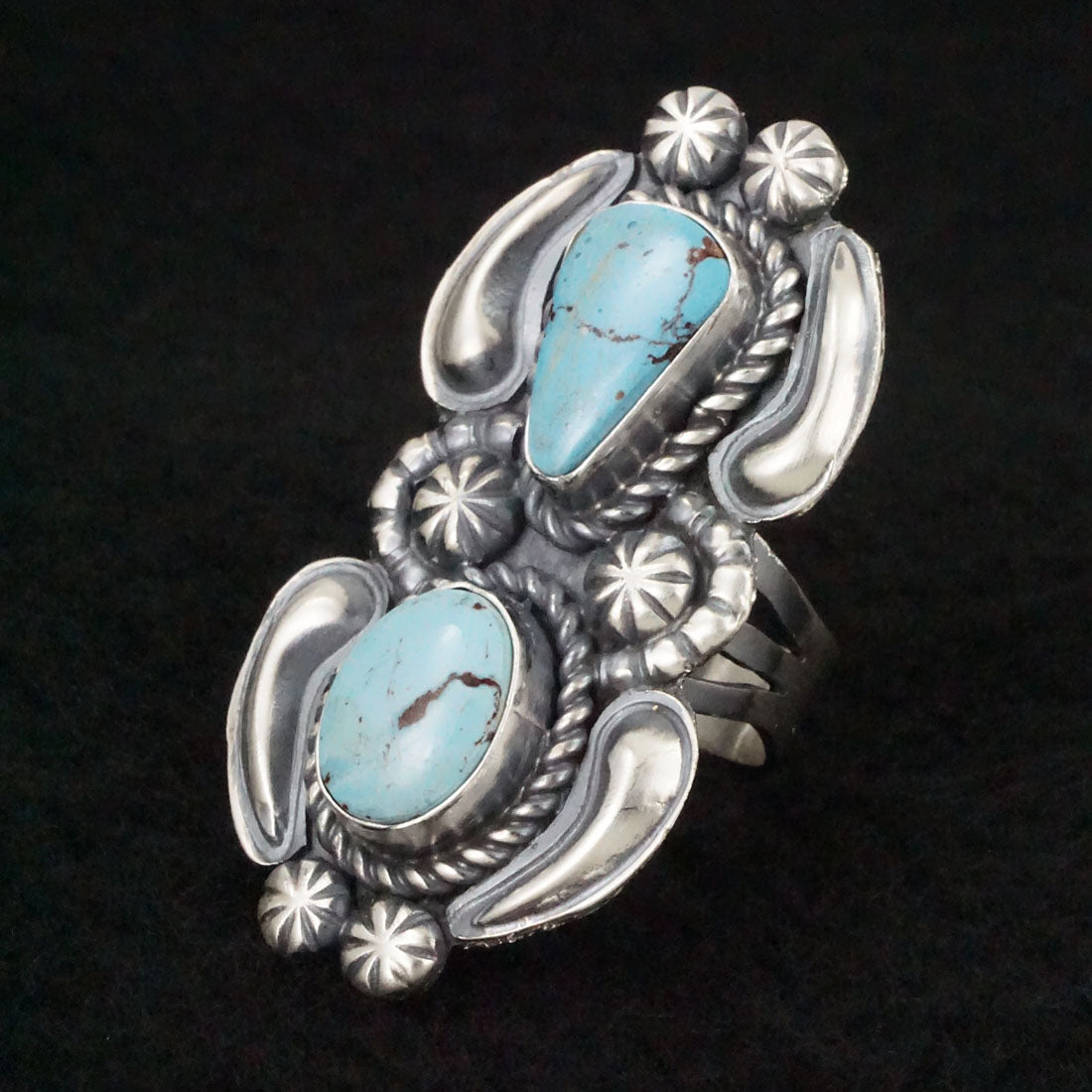 Jeff James Turquoise & Sterling Silver Ring Size 9