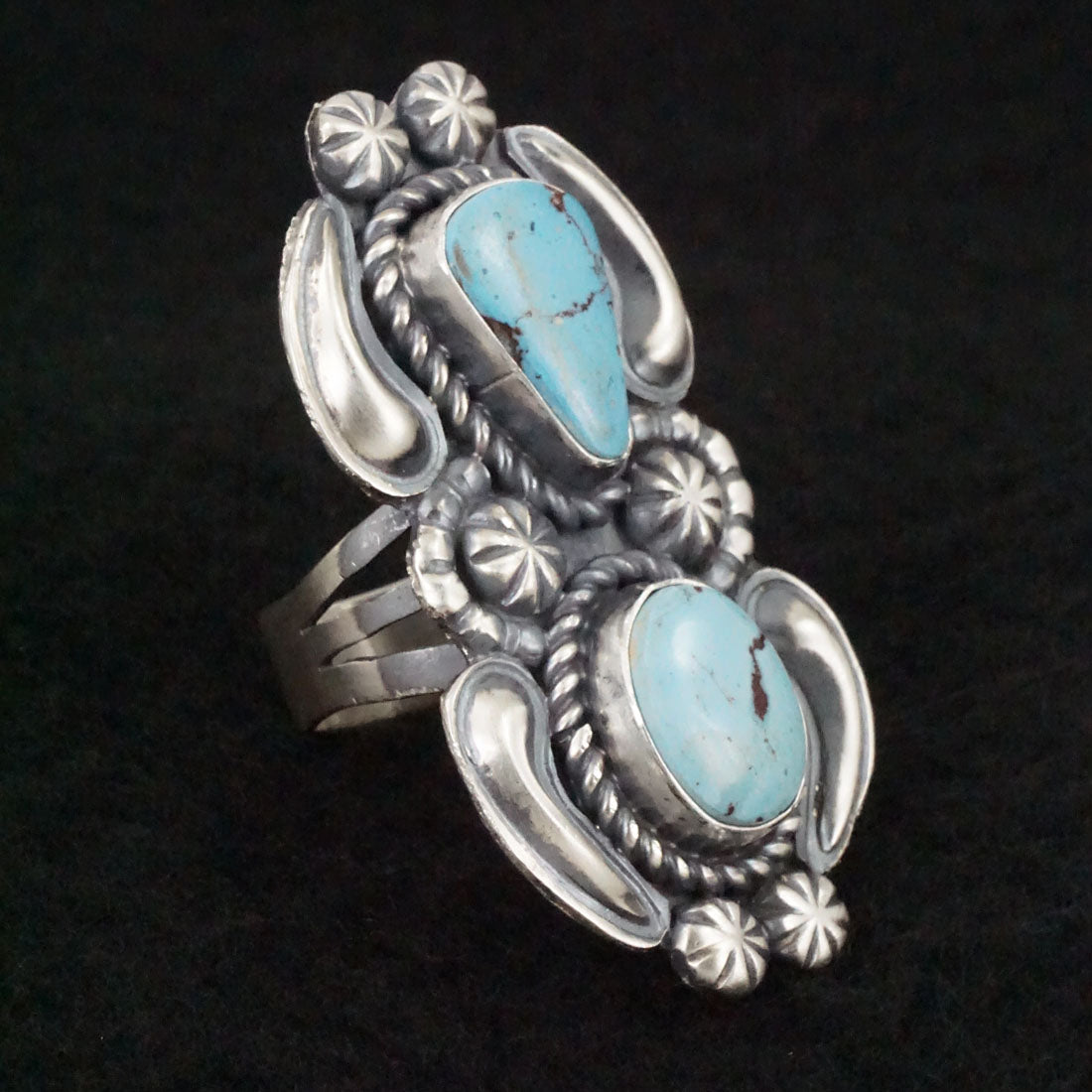 Jeff James Turquoise & Sterling Silver Ring Size 9