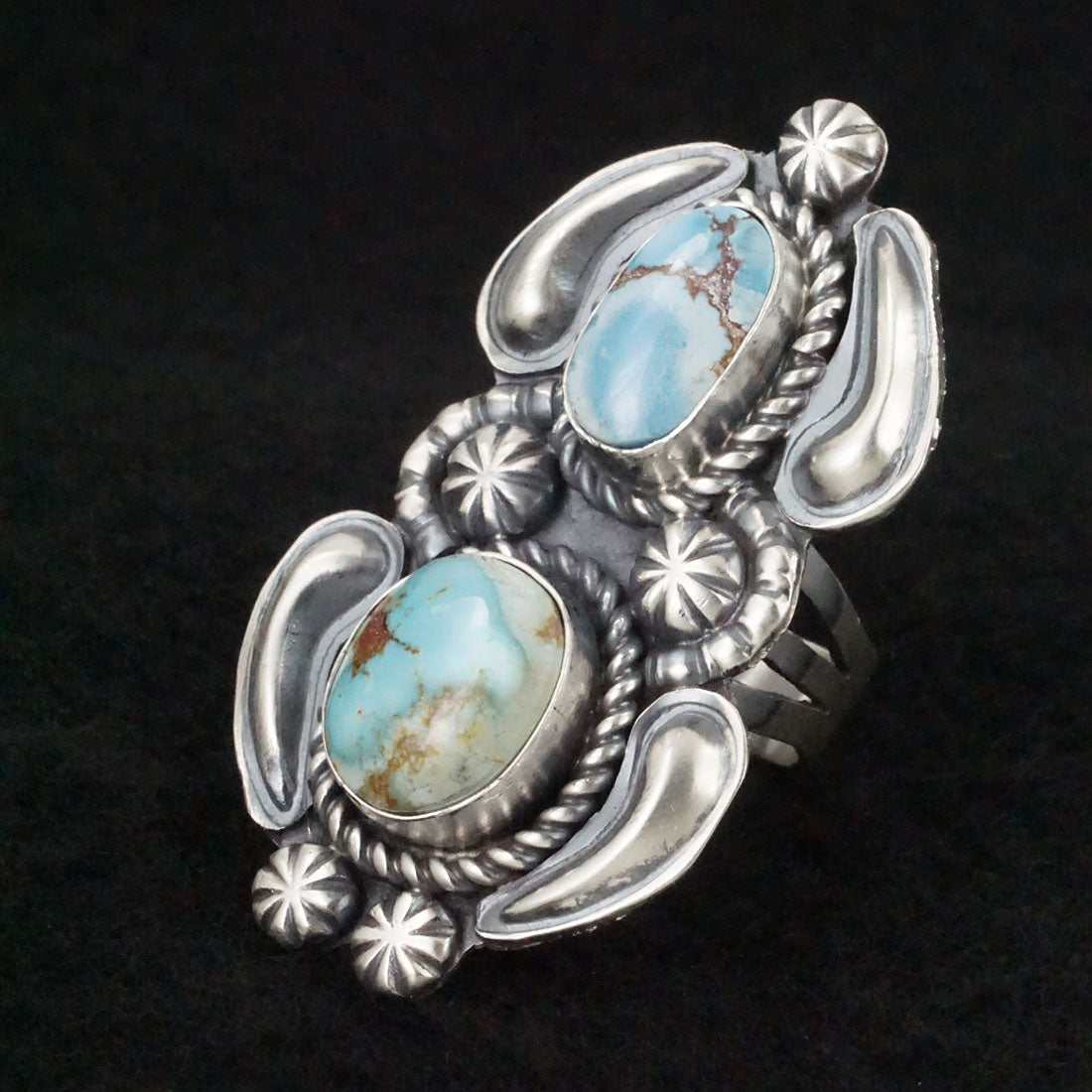 Jeff James Turquoise & Sterling Silver Ring Size 8