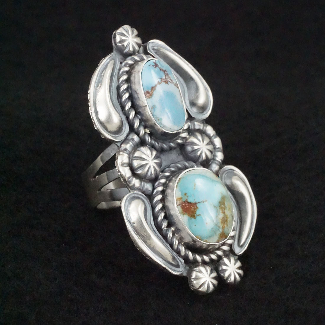 Jeff James Turquoise & Sterling Silver Ring Size 8