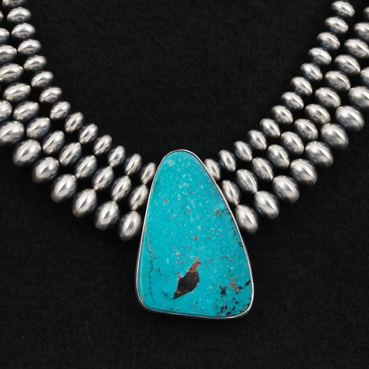 Eugene Gruber, Bryannen Halwood Turquoise & Sterling Silver Navajo Pearl Necklace