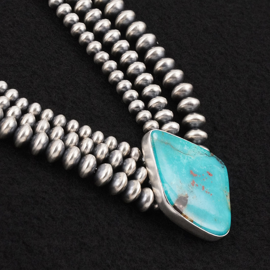 Eugene Gruber, Bryannen Halwood Turquoise & Sterling Silver Navajo Pearl Necklace