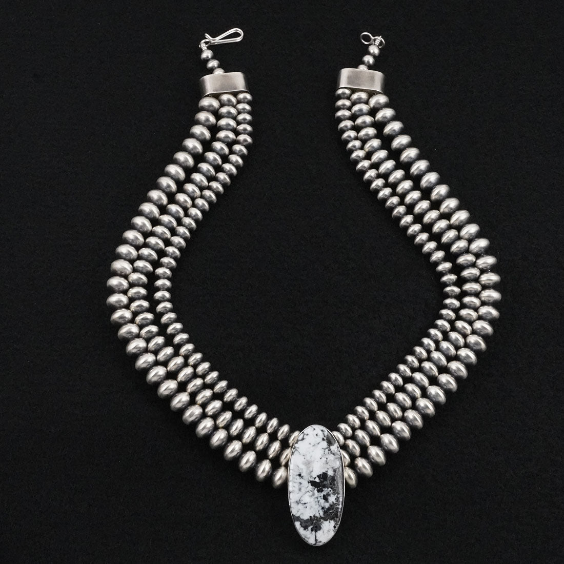 Eugene Gruber, Bryannen Halwood White Buffalo & Sterling Silver Navajo Pearl Necklace
