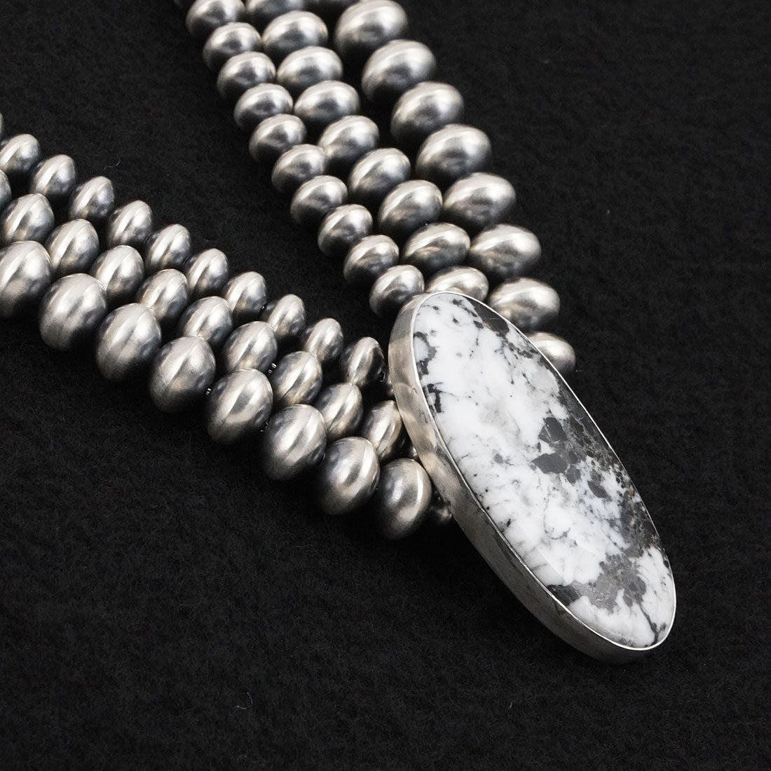 Eugene Gruber, Bryannen Halwood White Buffalo & Sterling Silver Navajo Pearl Necklace