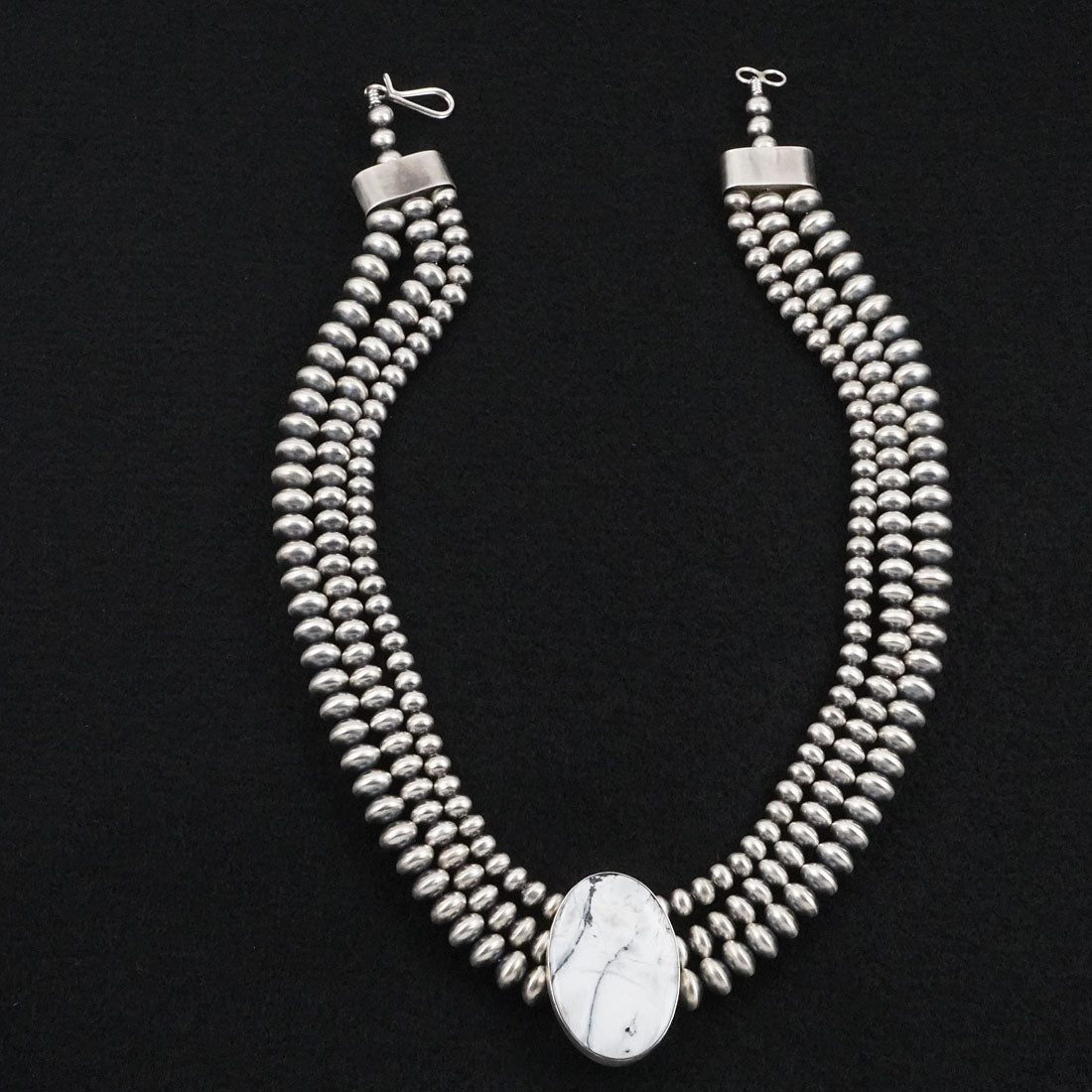 Eugene Gruber, Bryannen Halwood White Buffalo & Sterling Silver Navajo Pearl Necklace
