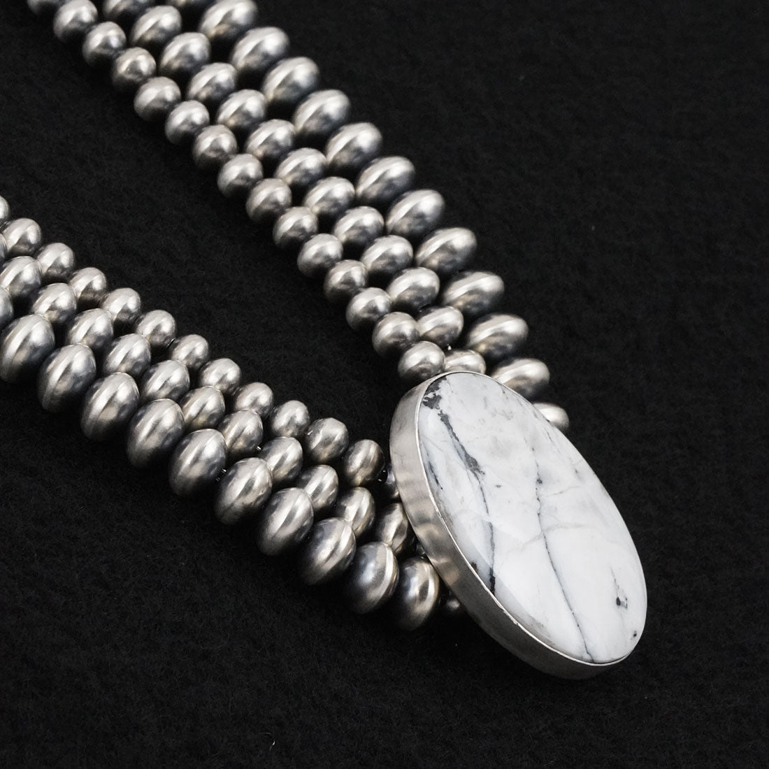 Eugene Gruber, Bryannen Halwood White Buffalo & Sterling Silver Navajo Pearl Necklace