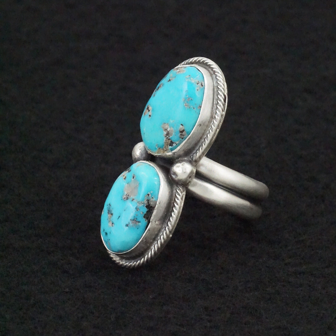 Bobby Johnson Turquoise & Sterling Silver Ring Size Adjustable