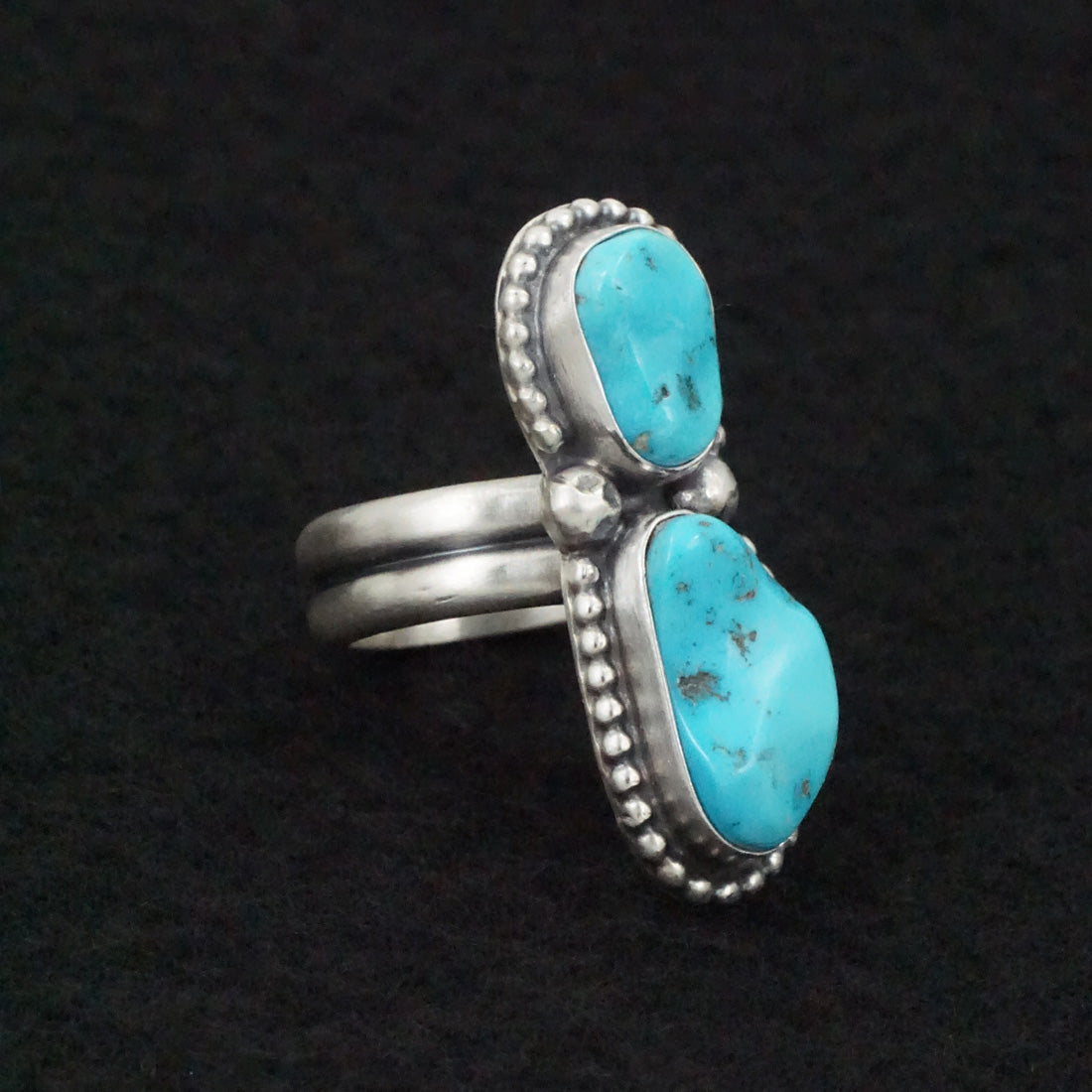 Bobby Johnson Turquoise & Sterling Silver Ring Size Adjustable