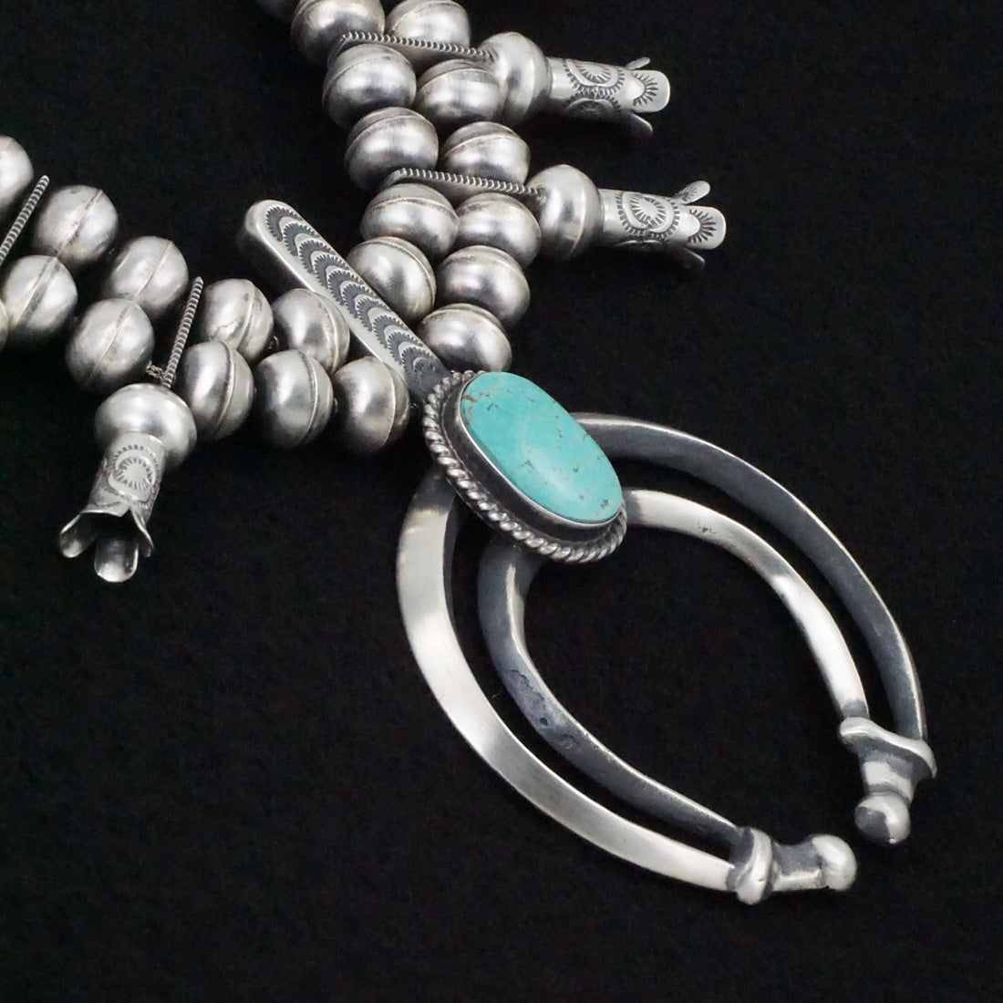 Chris Hale Turquoise & Sterling Silver Squash Blossom Necklace & Earrings