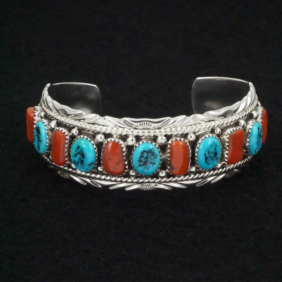 Martin Muskett Turquoise, Coral & Sterling Silver Bracelet