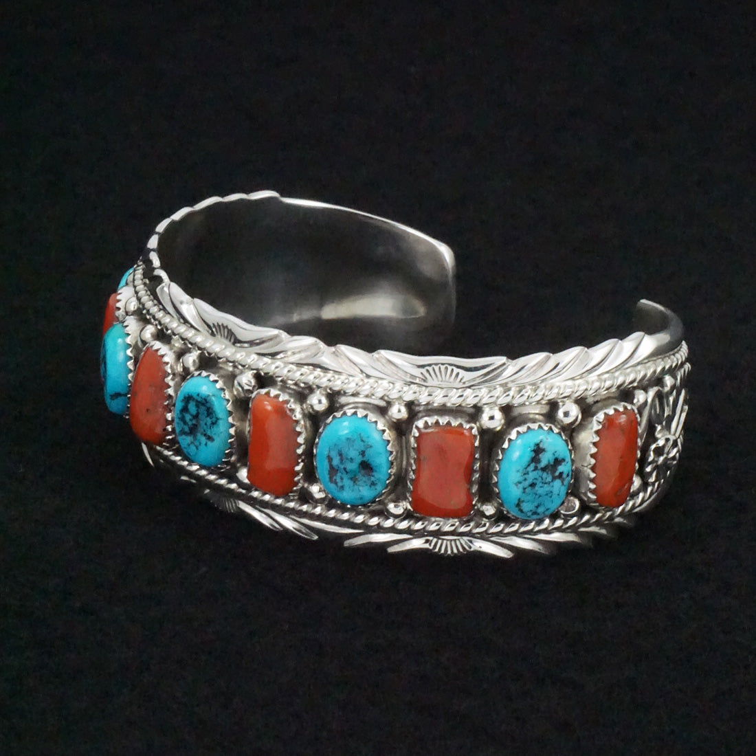 Martin Muskett Turquoise, Coral & Sterling Silver Bracelet