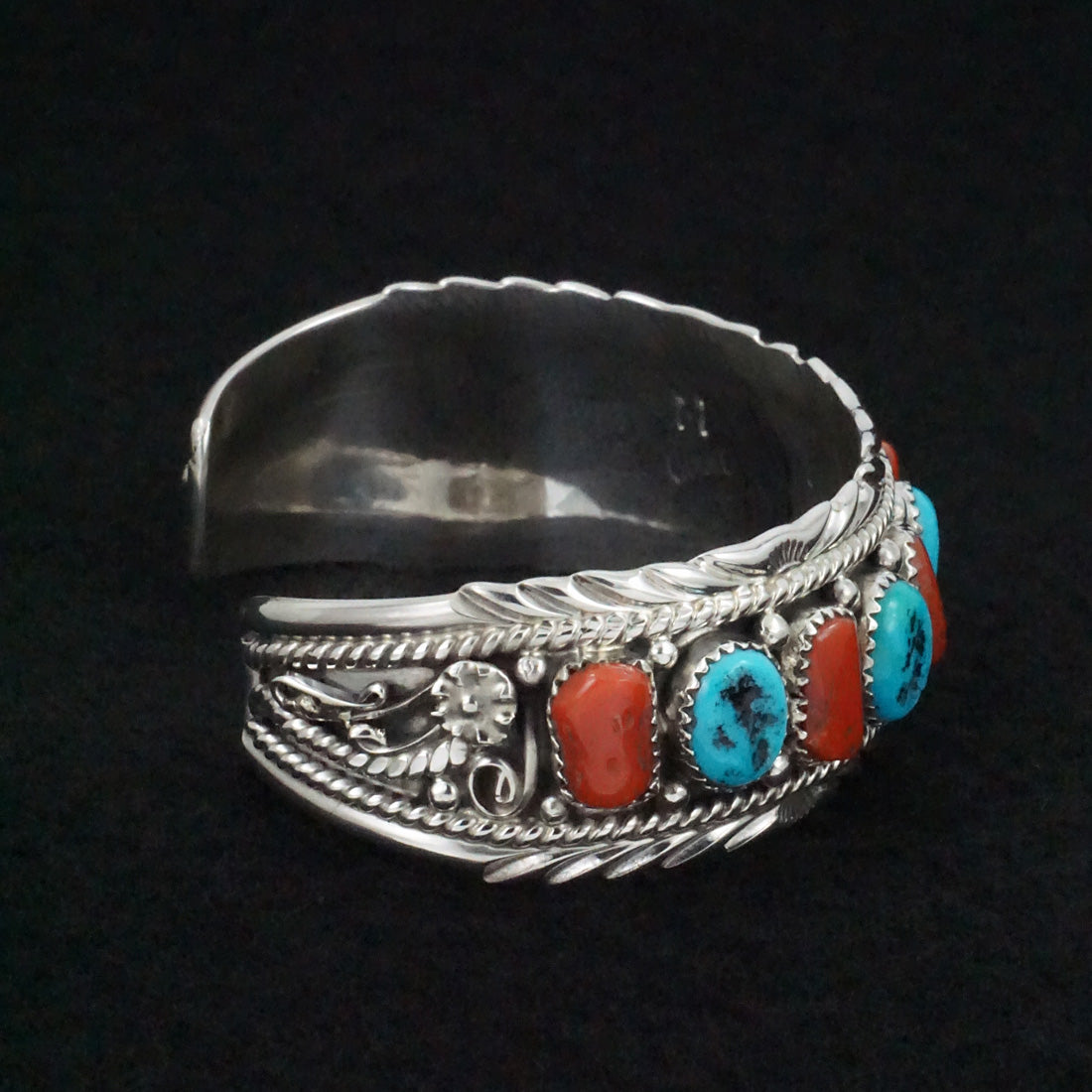 Martin Muskett Turquoise, Coral & Sterling Silver Bracelet