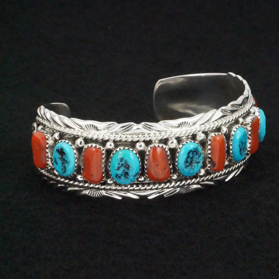 Martin Muskett Turquoise, Coral & Sterling Silver Bracelet