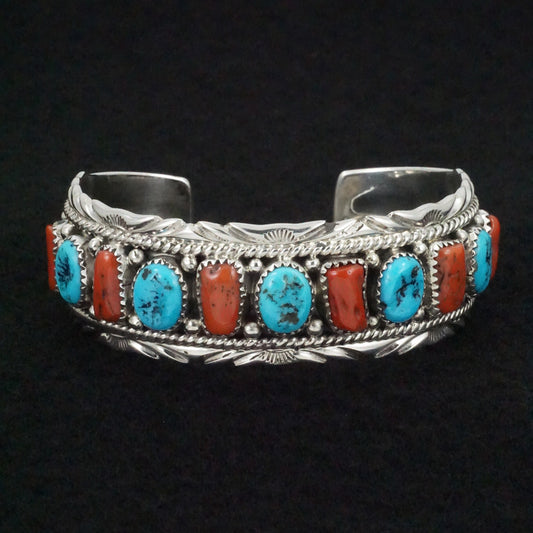 Martin Muskett Turquoise, Coral & Sterling Silver Bracelet