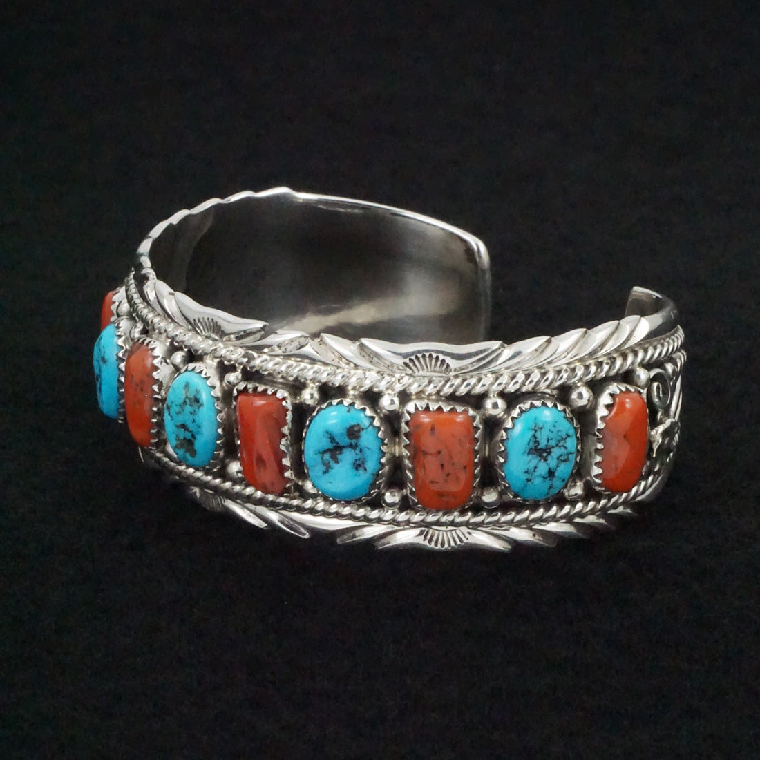 Martin Muskett Turquoise, Coral & Sterling Silver Bracelet