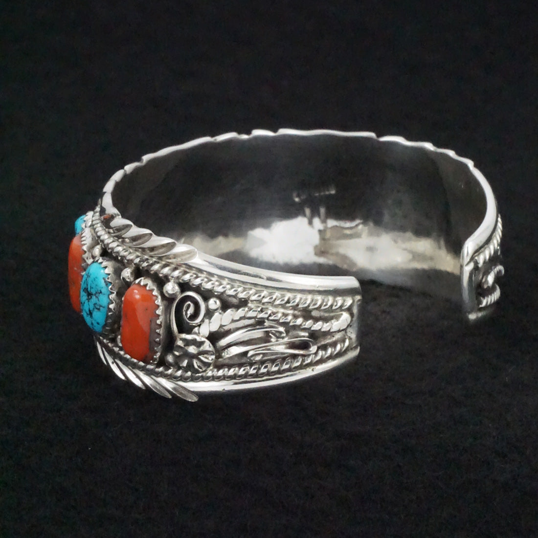 Martin Muskett Turquoise, Coral & Sterling Silver Bracelet