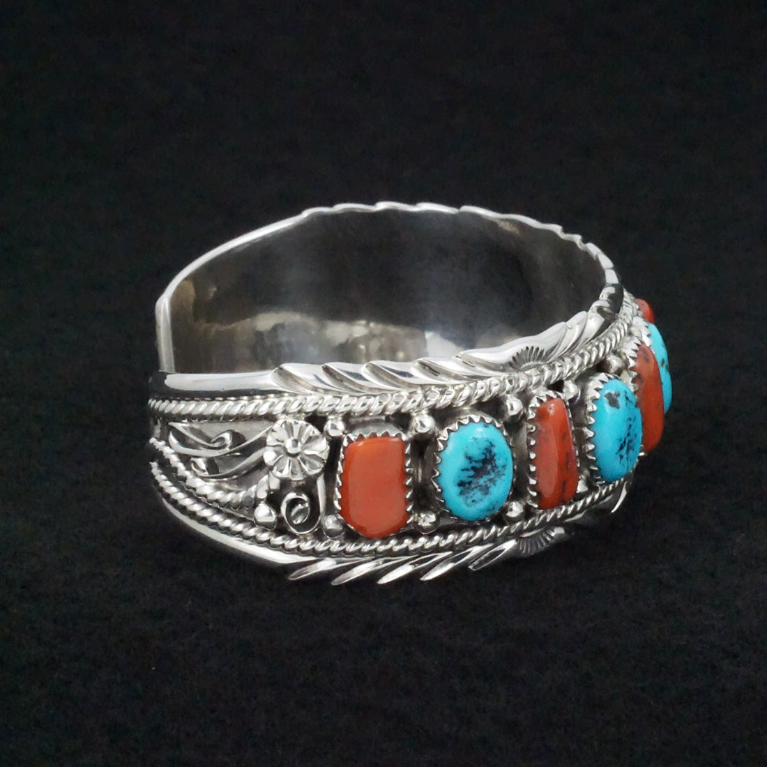 Martin Muskett Turquoise, Coral & Sterling Silver Bracelet