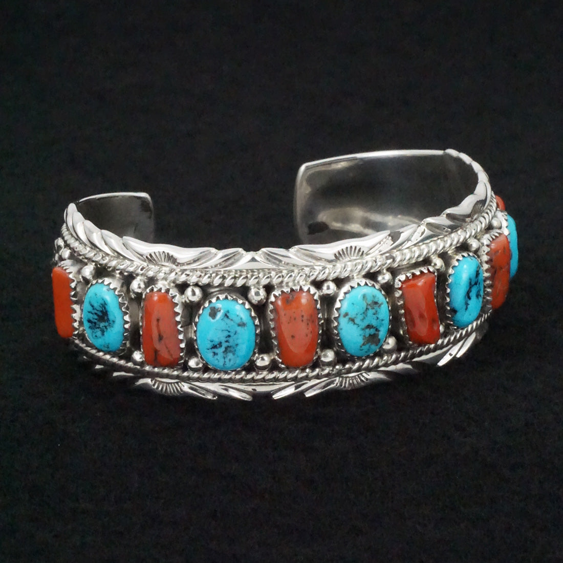 Martin Muskett Turquoise, Coral & Sterling Silver Bracelet