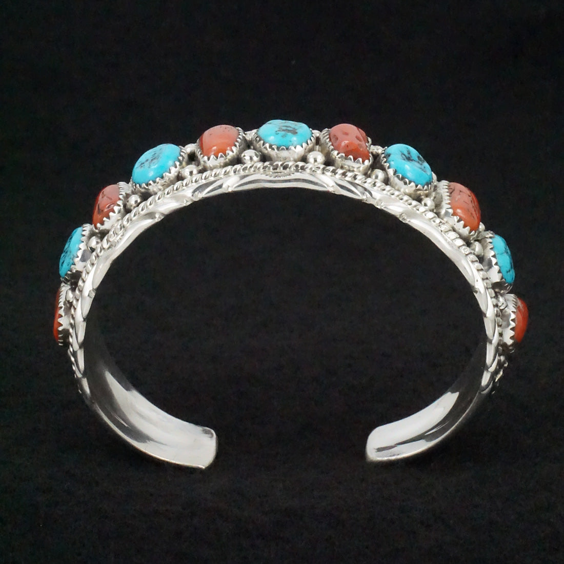 Martin Muskett Turquoise, Coral & Sterling Silver Bracelet