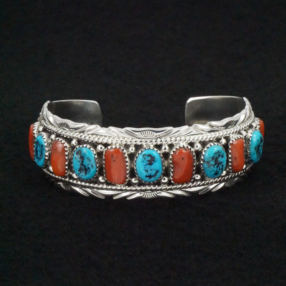 Martin Muskett Turquoise, Coral & Sterling Silver Bracelet