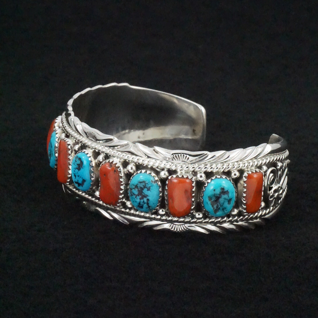 Martin Muskett Turquoise, Coral & Sterling Silver Bracelet