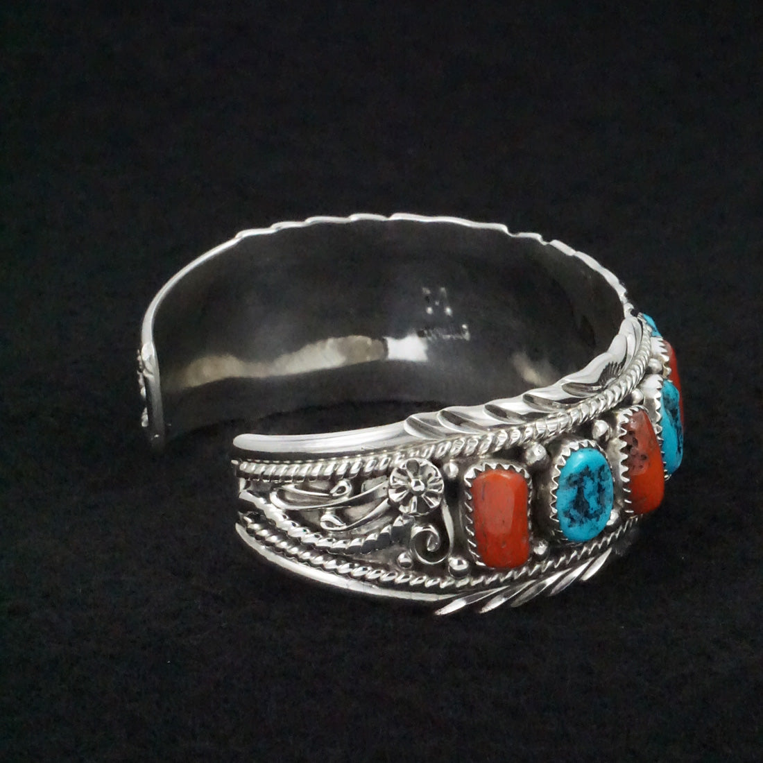 Martin Muskett Turquoise, Coral & Sterling Silver Bracelet