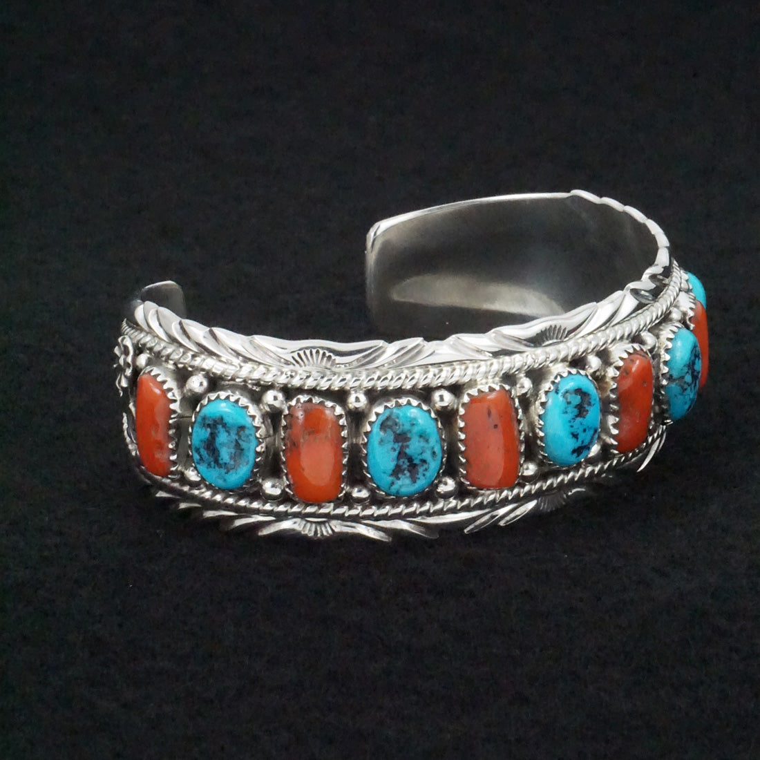 Martin Muskett Turquoise, Coral & Sterling Silver Bracelet