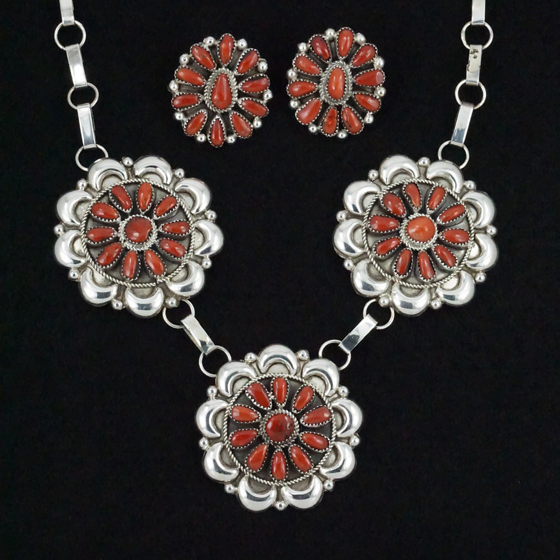 Eunise Wilson Coral & Sterling Silver Necklace Set