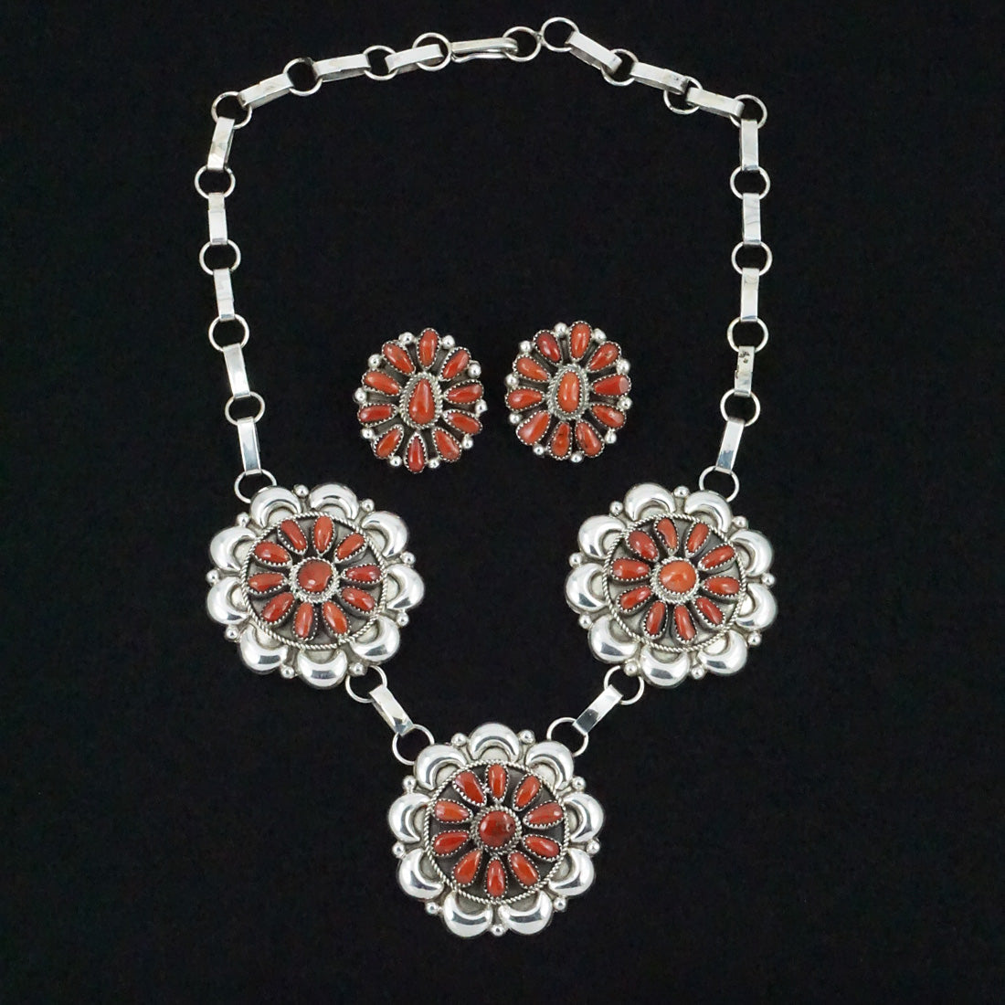 Eunise Wilson Coral & Sterling Silver Necklace Set