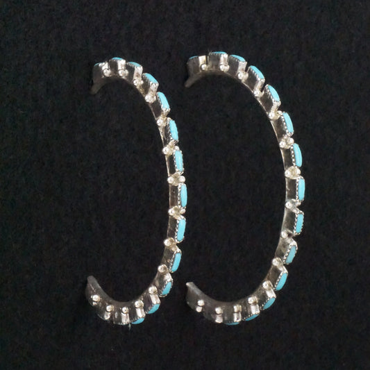 Aurelia Hughte Turquoise & Sterling Silver Hoop Earrings