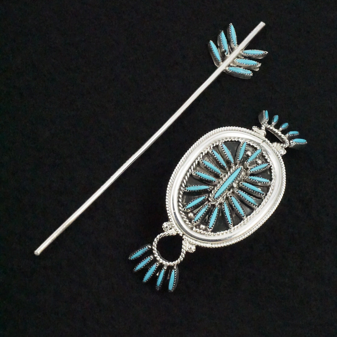 Jack Etsate Turquoise & Sterling Silver Hair Pin