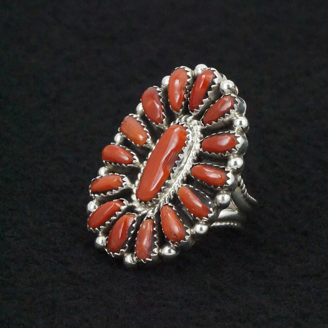 Eunise Wilson Coral & Sterling Silver Ring Size 8