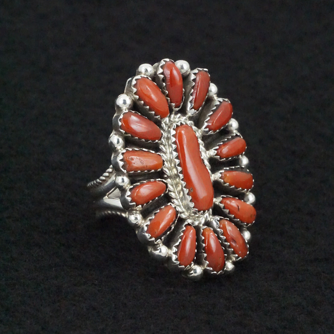 Eunise Wilson Coral & Sterling Silver Ring Size 8