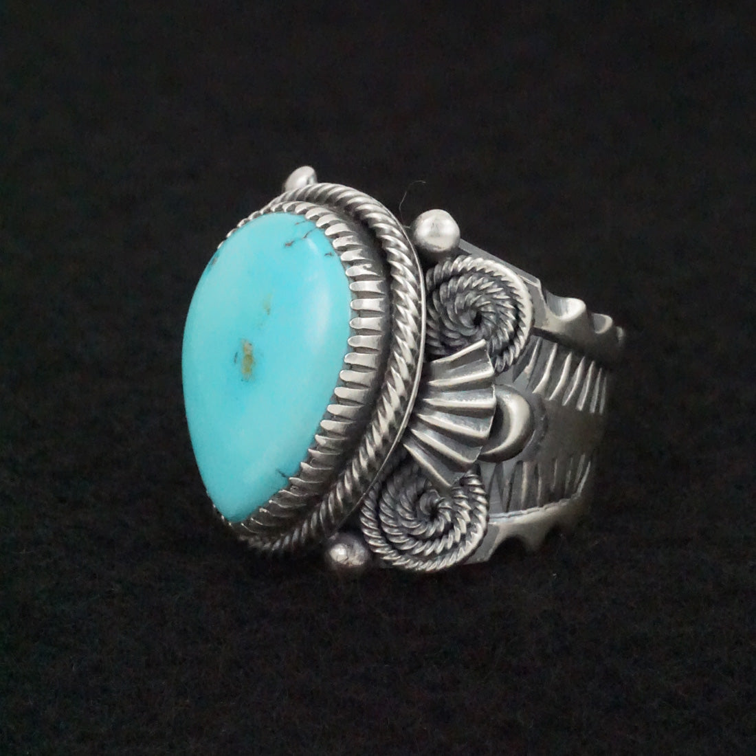 Delbert Gordon Turquoise & Sterling Silver Ring Size 11.5