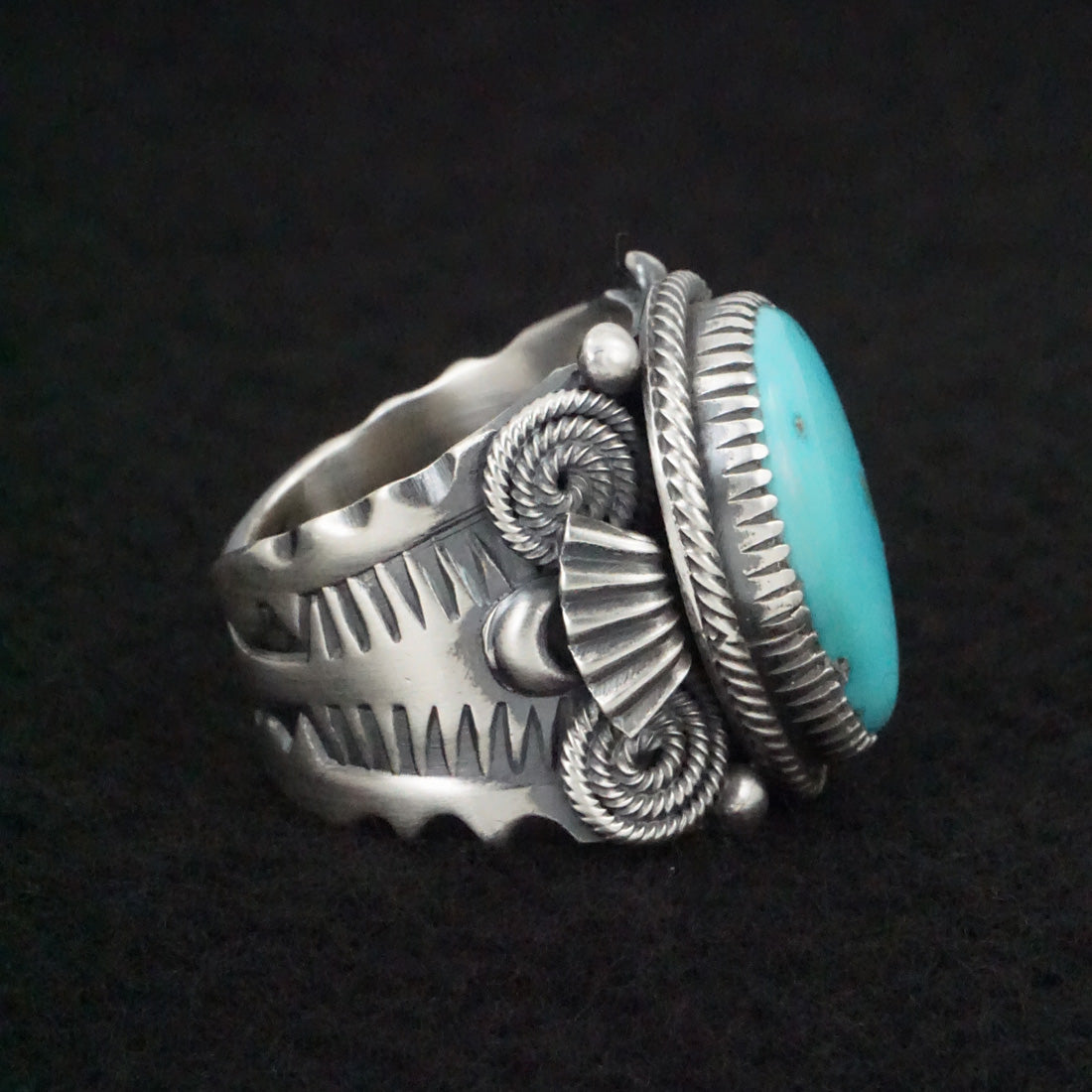 Delbert Gordon Turquoise & Sterling Silver Ring Size 11.5