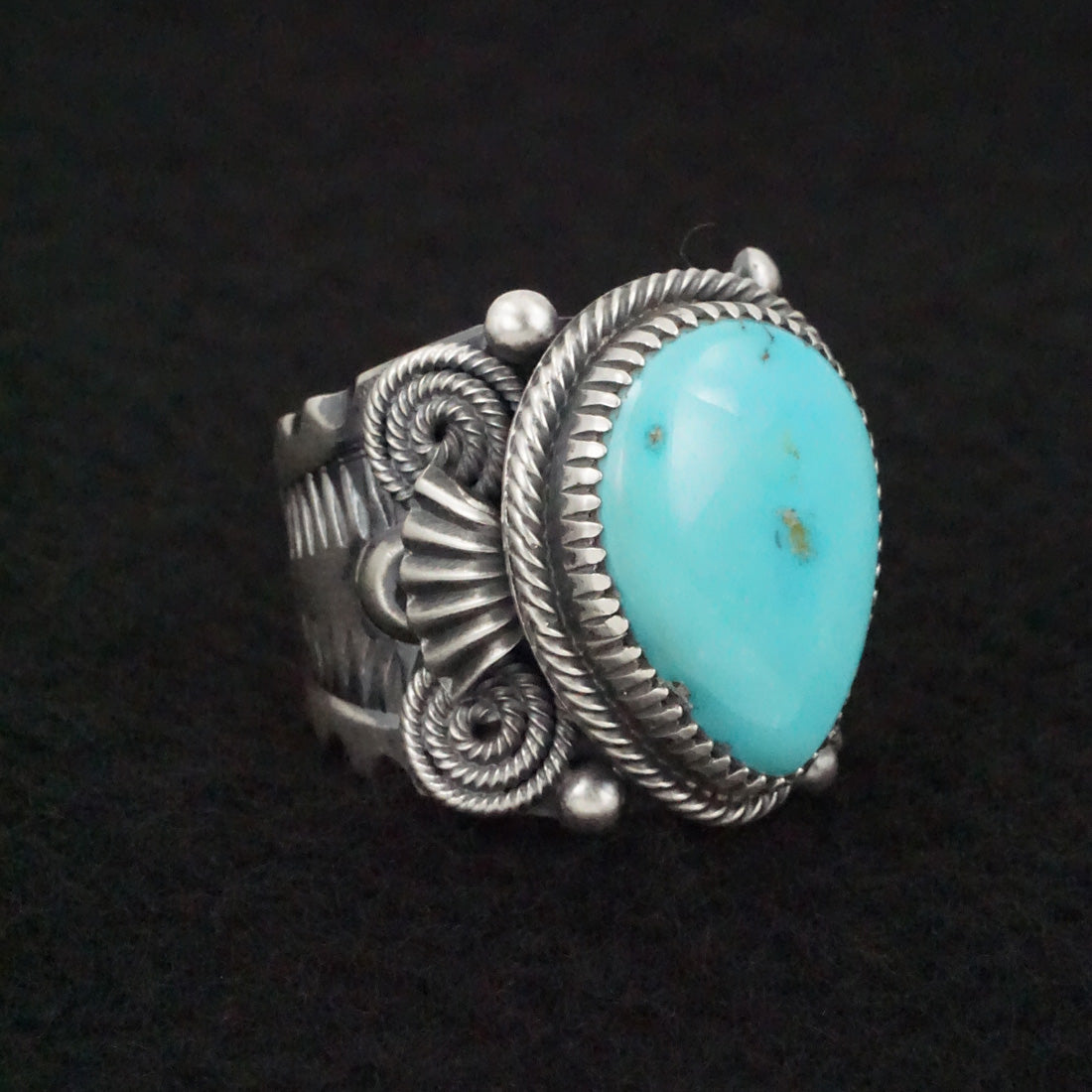 Delbert Gordon Turquoise & Sterling Silver Ring Size 11.5