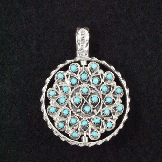 Wayne Johnson Turquoise, Coral & Sterling Silver Reversible Pendant