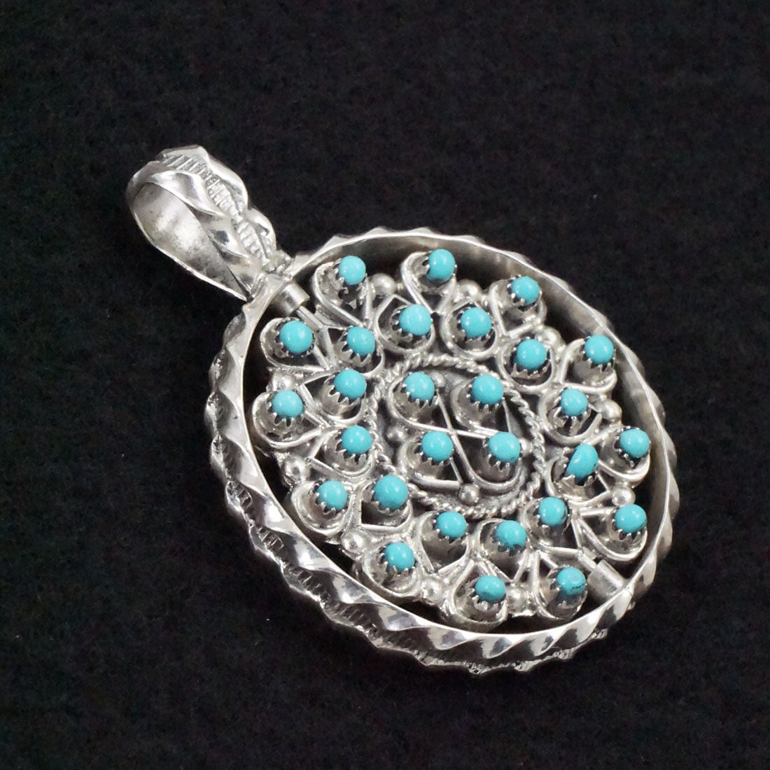 Wayne Johnson Turquoise, Coral & Sterling Silver Reversible Pendant