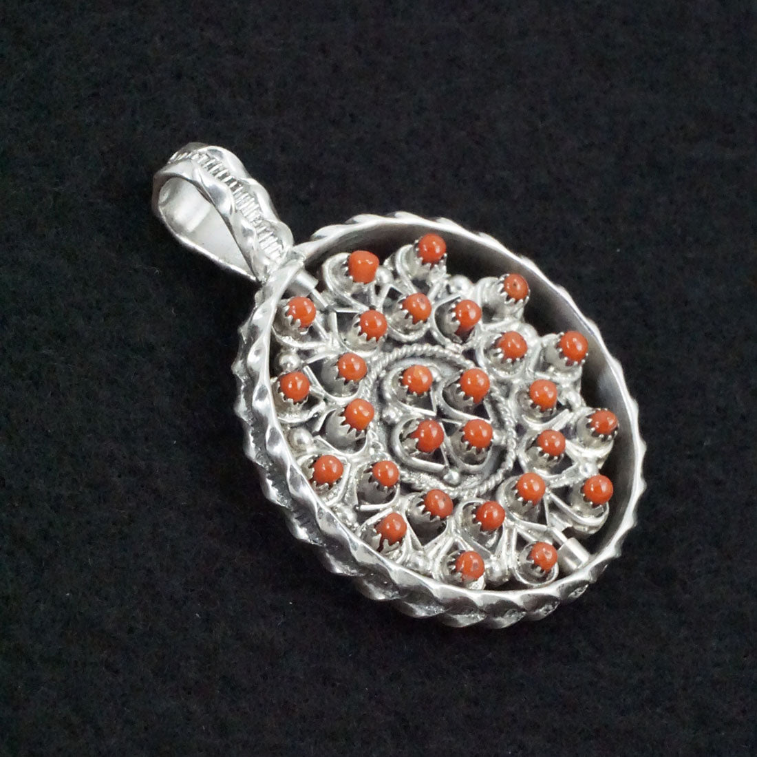 Wayne Johnson Turquoise, Coral & Sterling Silver Reversible Pendant