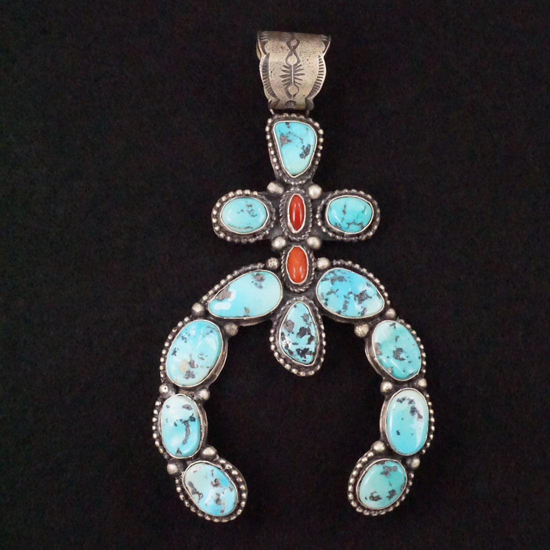 Shawn Cayatineto Turquoise, Coral & Sterling Silver Pendant