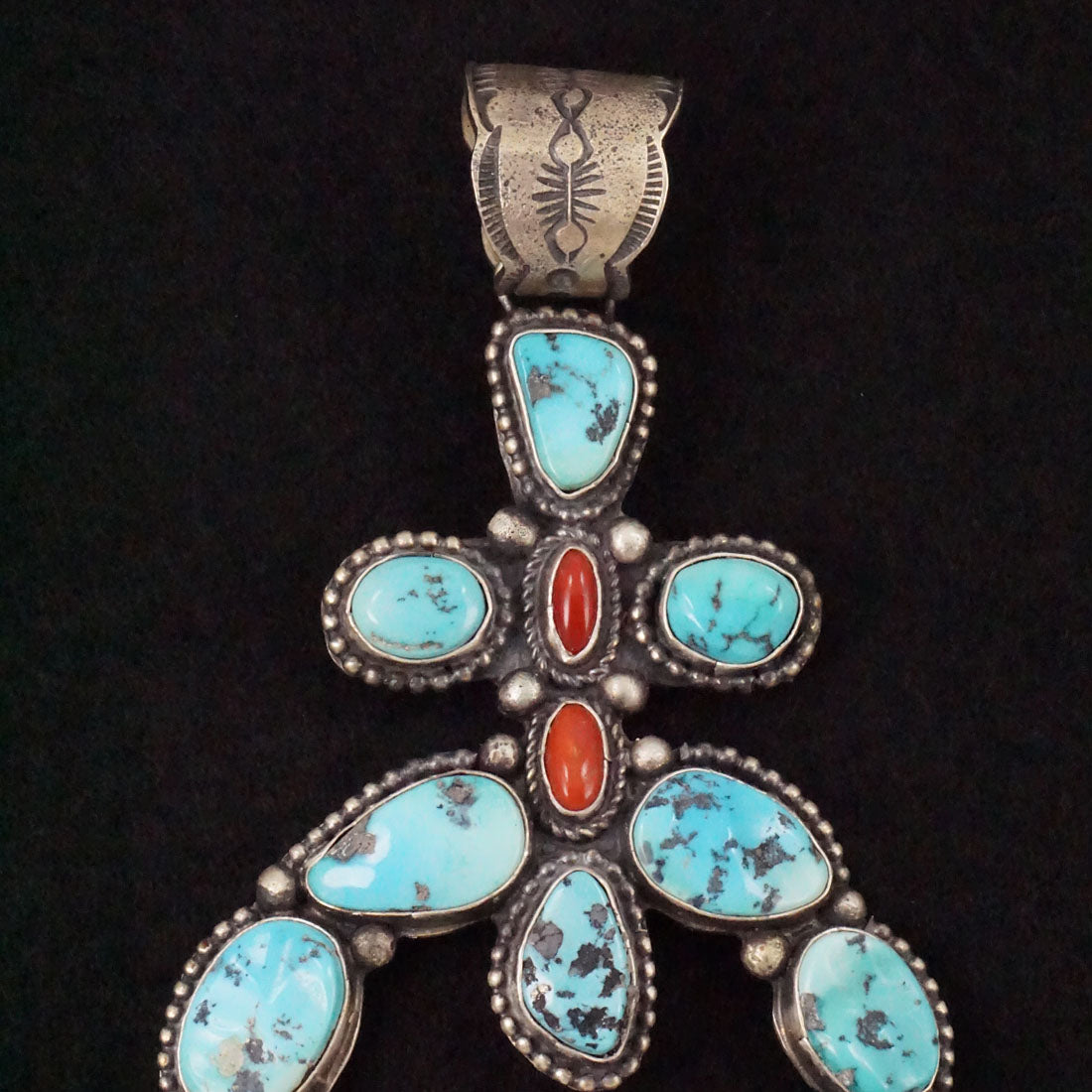 Shawn Cayatineto Turquoise, Coral & Sterling Silver Pendant