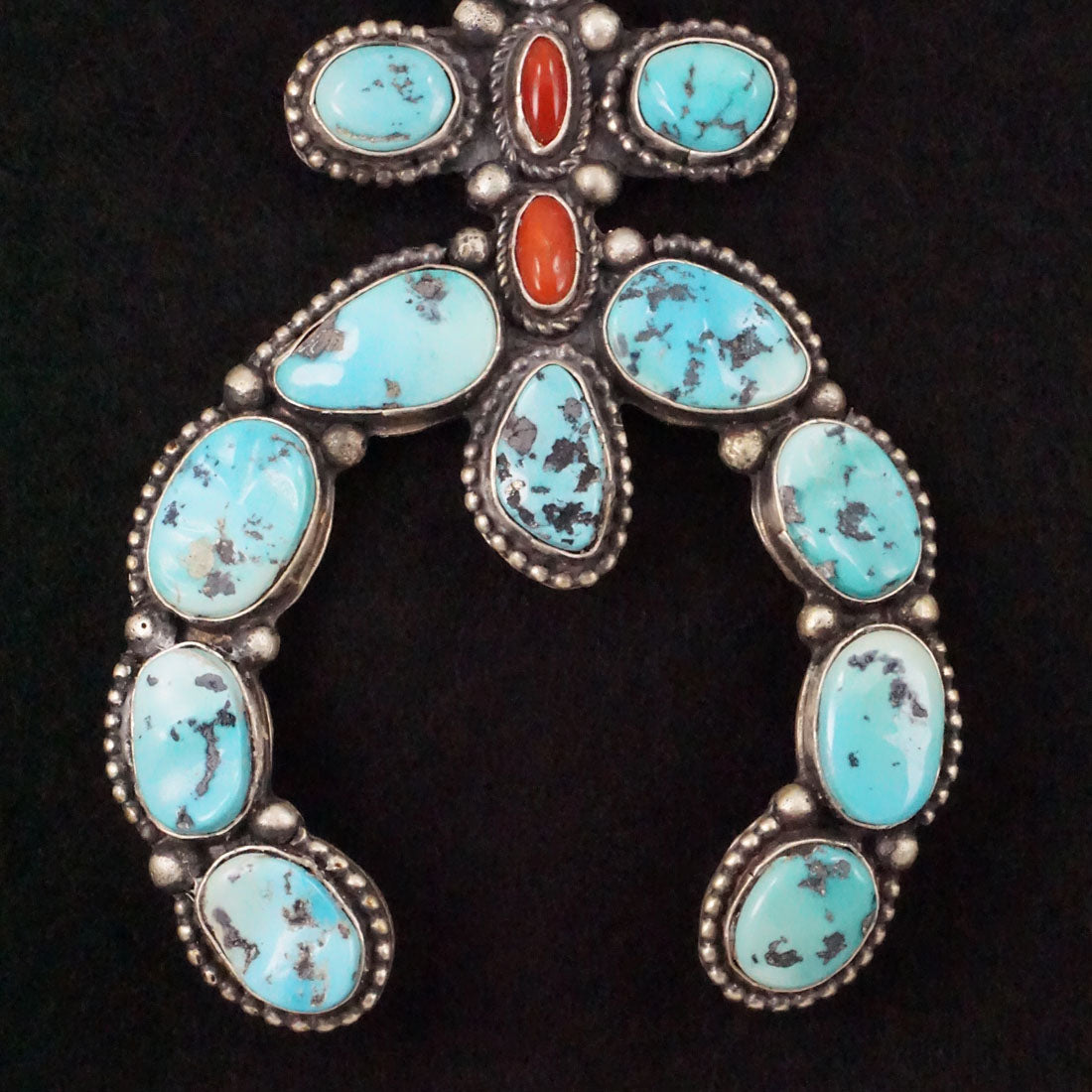 Shawn Cayatineto Turquoise, Coral & Sterling Silver Pendant