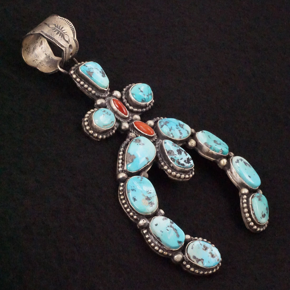 Shawn Cayatineto Turquoise, Coral & Sterling Silver Pendant