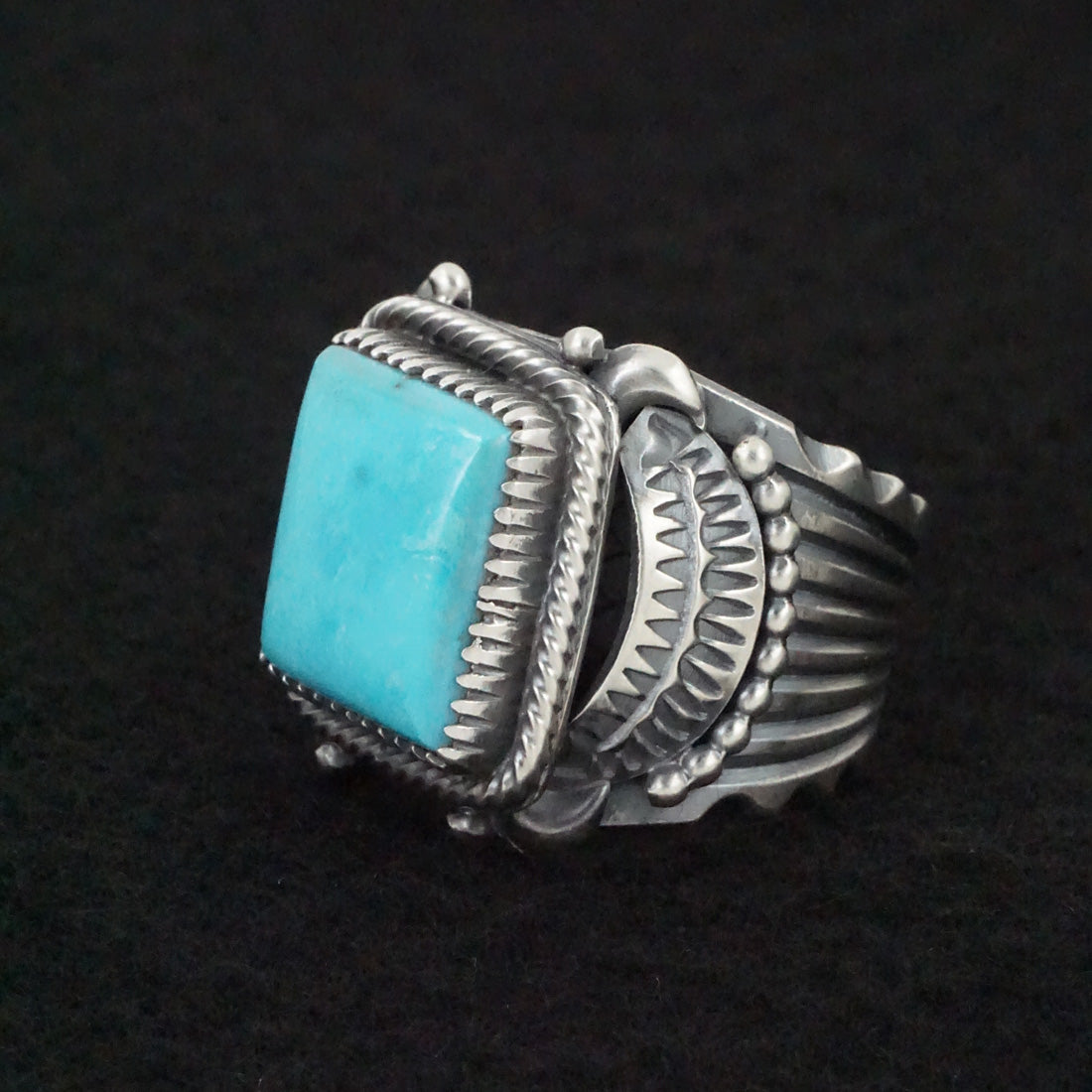 Delbert Gordon Turquoise & Sterling Silver Ring Size 12.5