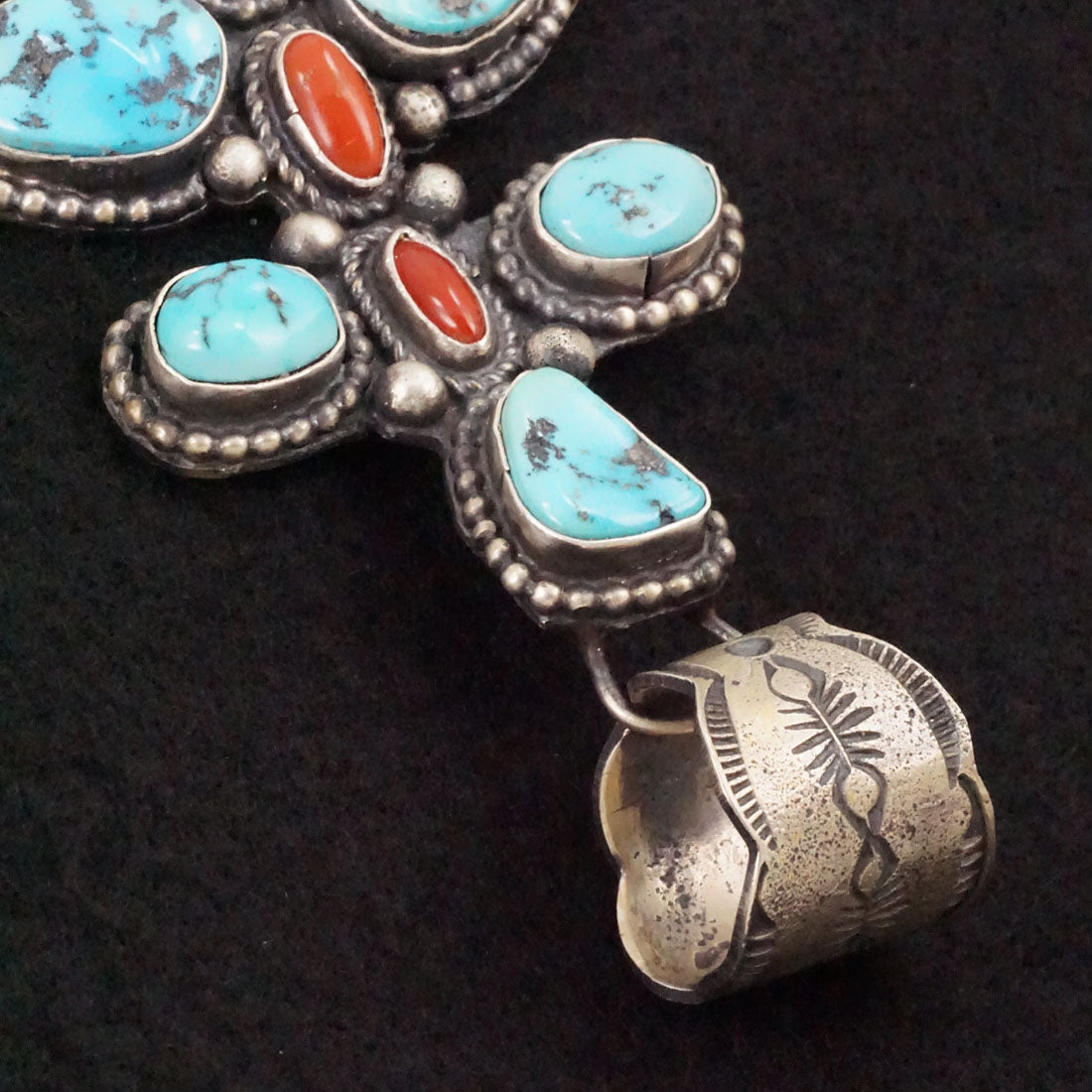 Shawn Cayatineto Turquoise, Coral & Sterling Silver Pendant