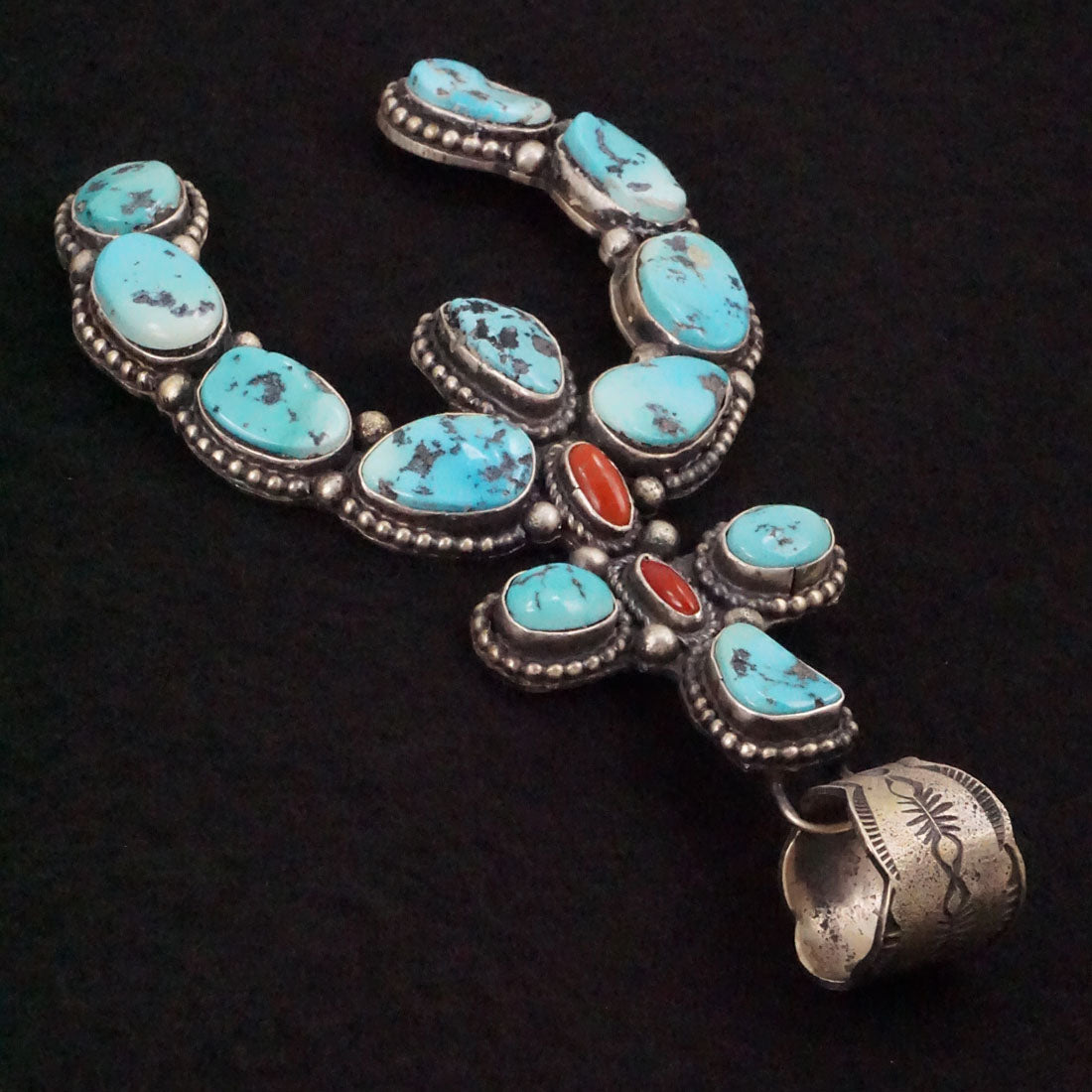 Shawn Cayatineto Turquoise, Coral & Sterling Silver Pendant