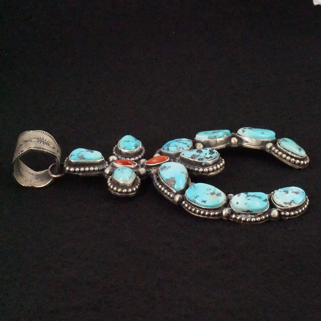 Shawn Cayatineto Turquoise, Coral & Sterling Silver Pendant