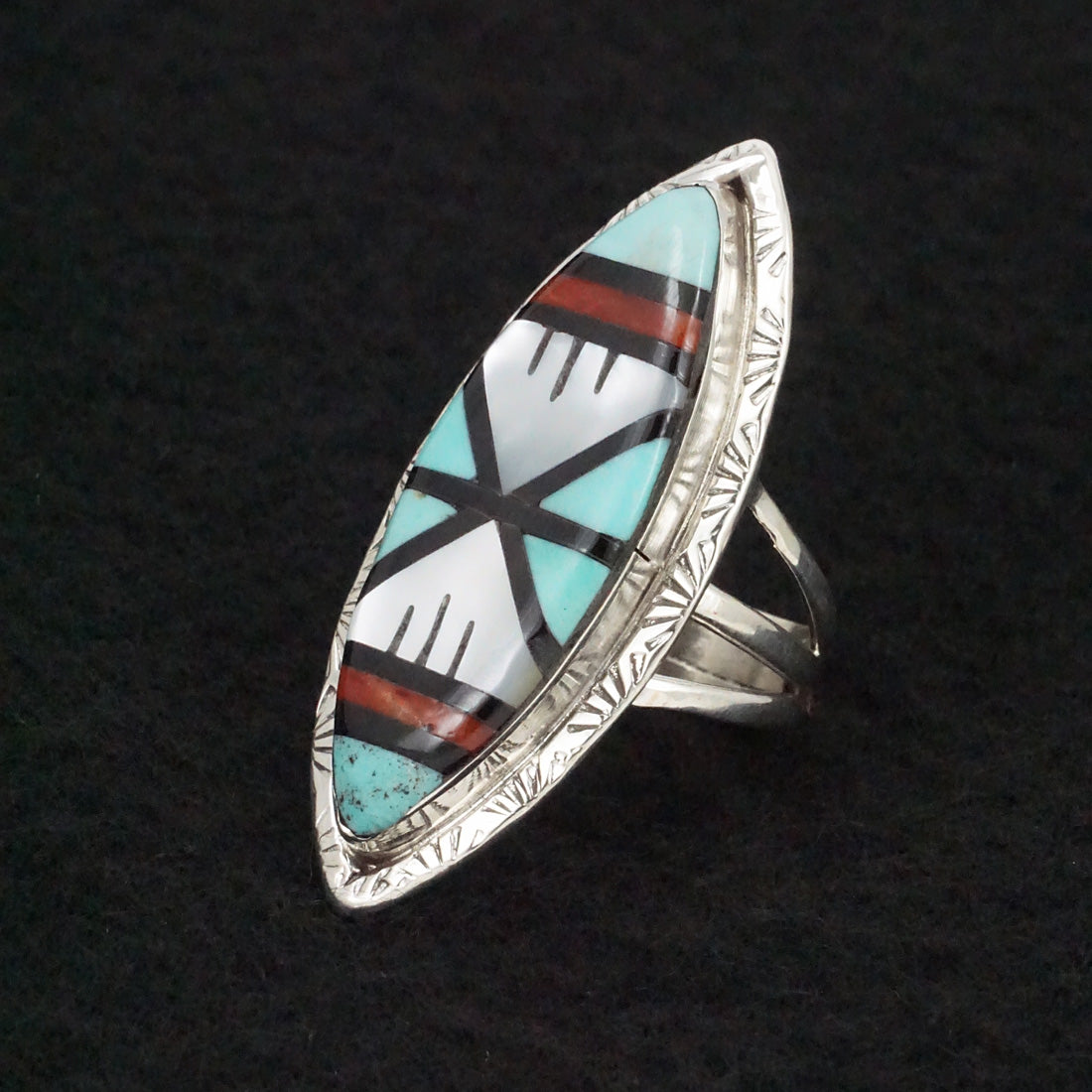 Glady Lamy Multi-Stone & Sterling Silver Ring Sz. 6.5